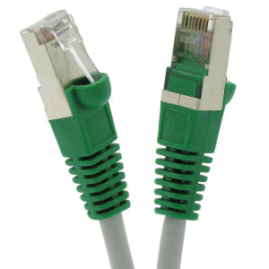 1Ft Cat.5E Shielded Crossover Cable Gray Wire/Green Boot