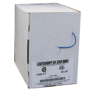 1000Ft Cat.5E Solid Cable Plenum Blue, UL/ETL/CSA