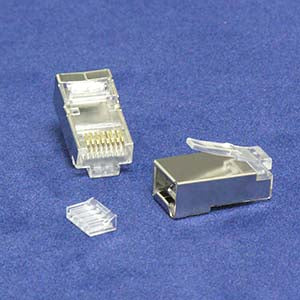 RJ45 Cat.6 Shielded Plug Solid 50 Micron 3-Prong w/Inserter 100pk