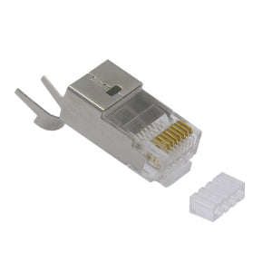 RJ45 Cat.6 Shielded Plug Solid 50Micron 1.5mm dia 3 Prong w/Inserter 100pk