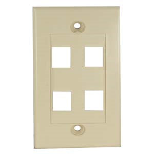 4Port Keystone Wallplate Ivory Decora Type