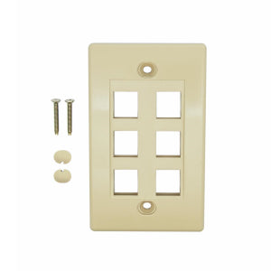 6Port Keystone Wallplate Ivory Decora Type