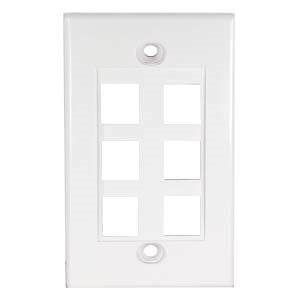 6Port Keystone Wallplate White Decora Type