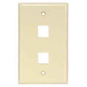 2Port Keystone Wallplate Ivory Smooth Face