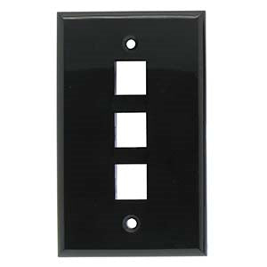 3Port Keystone Wallplate Black Smooth Face