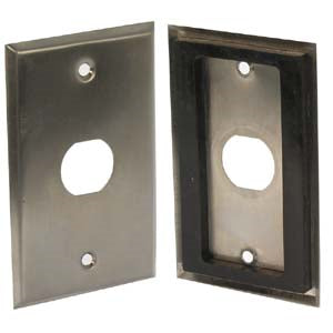 1-Port Single Gang Stainless Steel Wallplate with Water Seal