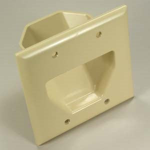 2-Gang Recessed Low Voltage Cable Plate, Ivory