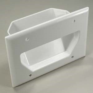3-Gang Recessed Low Voltage Cable Plate, White