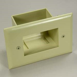 Easy Mount Recessed Low Voltage Cable Plate, Ivory