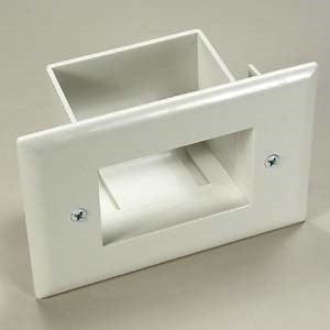 Easy Mount Recessed Low Voltage Cable Plate, White