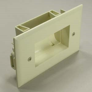 Easy Mount Recessed Low Voltage Cable Plate (Slim Fit), Lite Almond