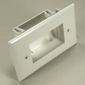 Easy Mount Recessed Low Voltage Cable Plate (Slim Fit), White
