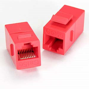 Cat.5E Inline Coupler w/Keystone Latch Red