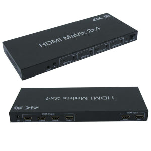 HDMI 2x4 Matrix with IR Remote Control Extension, 3D