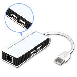 USB 4Port Hub with Ethernet