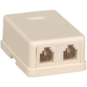 RJ11 Modular Dual Port Surface Mount Jack White