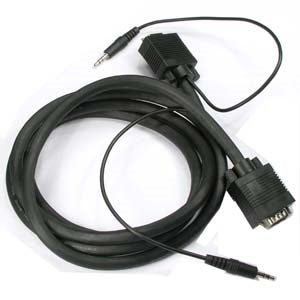 100Ft VGA+3.5mm Audio Male to Male Monitor Cable