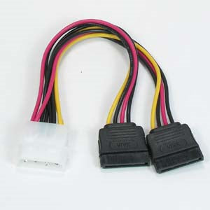 4P Male to 2x SATA 15P Y Adapter 8 Inch