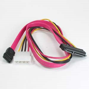 20 Inch SATA-7 + SAS-15P to SATA/4-pin Power Cable