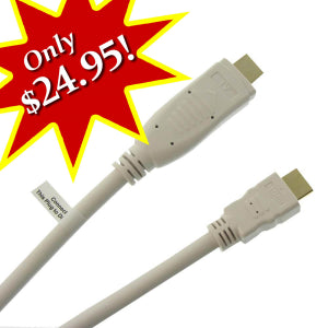 100Ft HDMI M/M Cable High Speed, Built-In Equalizer, CL2 White Jacket