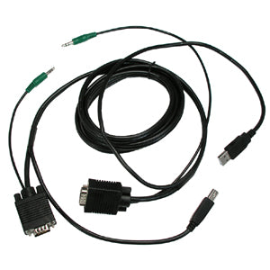 15Ft KVM Cable, VGA-M/USB-A/3.5mm to VGA-M/USB-B/3.5mm