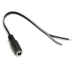 2.1mm Round Socket with 8 Inch Open End Polarized Wire