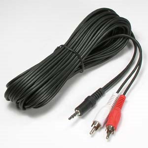 25Ft 3.5mm Stereo Plug to 2xRCA-M Cable