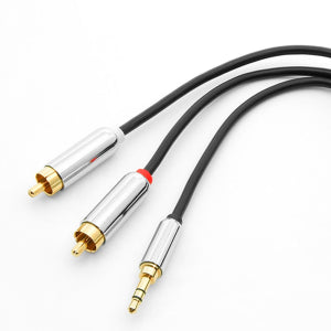 3Ft 3.5mm Stereo Plug to 2xRCA Male Premium Audio Cable