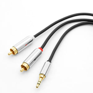 1Ft 3.5mm Stereo Plug to 2xRCA Male Premium Audio Cable