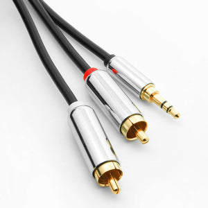 25Ft 3.5mm Stereo Plug to 2xRCA Male Premium Audio Cable