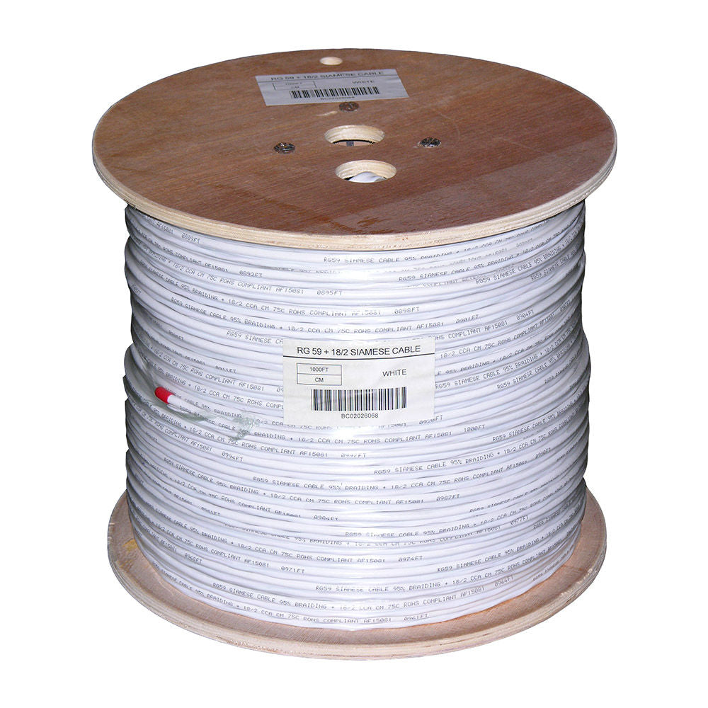 1000FT RG59 w/2x18AWG Power White CM