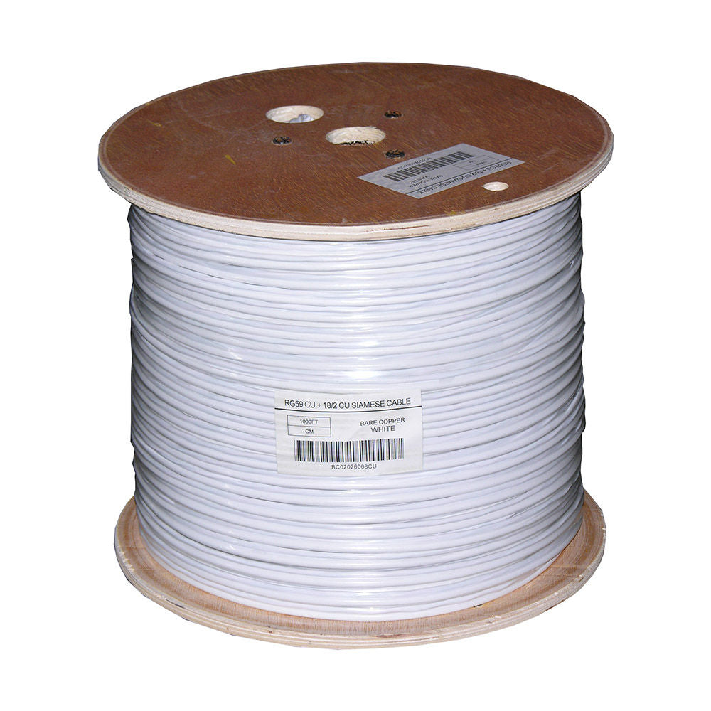 1000FT RG59 CU w/2x18AWG CU Power White CM