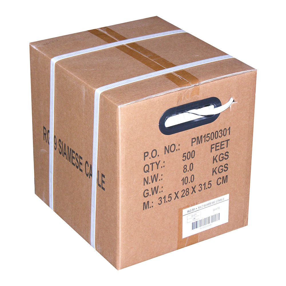 500FT RG59 CU w/2x18AWG CU Power White CM
