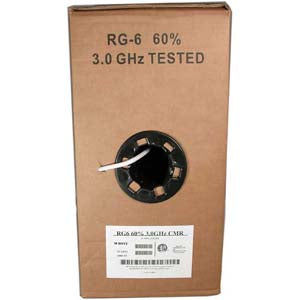 1000Ft CMR CCS Dual Shield RG6/U Coax Cable, 60% White