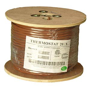 250Ft 20/8 Unshielded CMR Thermostat Cable Solid Copper PVC