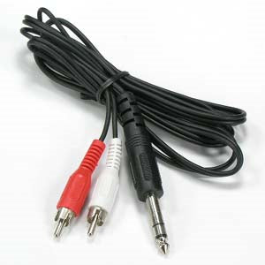 6Ft 1/4 Inch Stereo Plug to 2 x RCA Plug