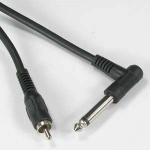 10Ft Right Angle 1/4 Inch to Mono RCA-M Cable