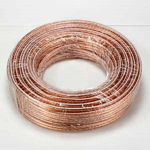 50Ft 14AWG/2 Polarized Speaker Wire Coil CCA Clear Jacket