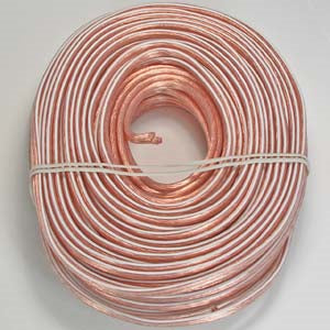 100Ft 14AWG/2 Polarized Speaker Wire Coil CCA Clear Jacket