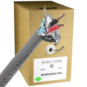 1000Ft Shielded 18AWG/2 Power CMR Gray