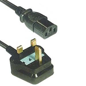 6Ft UK Power Cord Black H05VV-F0.75/3G