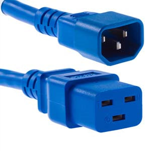 2Ft Power Cord C14-C19 15Amp 250V SJT 14/3 AGW Blue