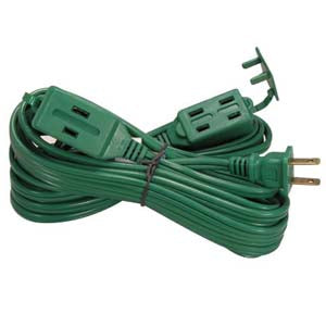 15Ft 3-Outlet Power Extension Cord Green