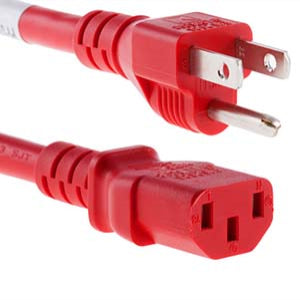 3Ft Power Cord C13-515P SJT 125V 15Amp Red