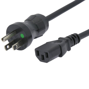 3Ft Hospital Grade Power Cord 5-15P to C13 SJT 16/3 Black