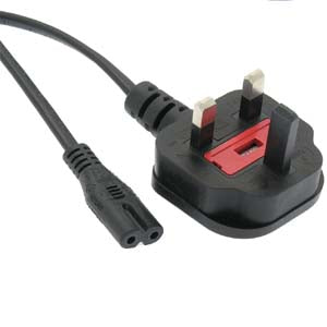 6Ft UK Plug 2-Prong Figure-8 (Non-polarized) Power Cord