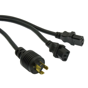 6Ft NEMA L5-15P to 2x C13 Y Splitter Cord, 15A/125V, 14/3 AWG