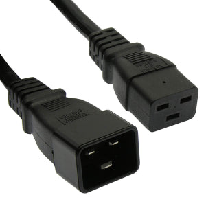 3Ft Power Cord C19 to C20 Black/ SJT 14/3