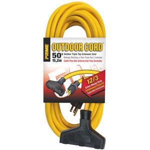 50Ft 12/3 Triple Tap Extension Cord