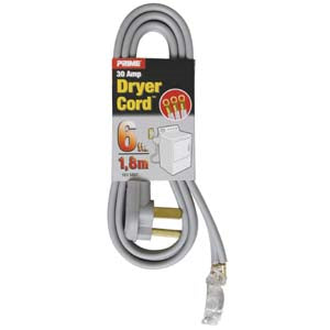 6Ft 10/3 30 Amp Gray 3-Wire Dryer Cord